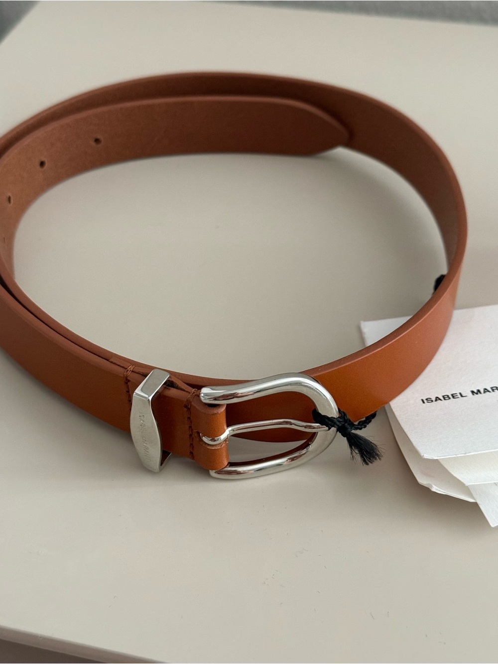 Isabel Marant Brown Leather Belt with Silver Buckle